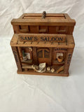 Vintage Sam’s Saloon Wooden Bar Diorama Coaster Set Dateline Taiwan AS IS