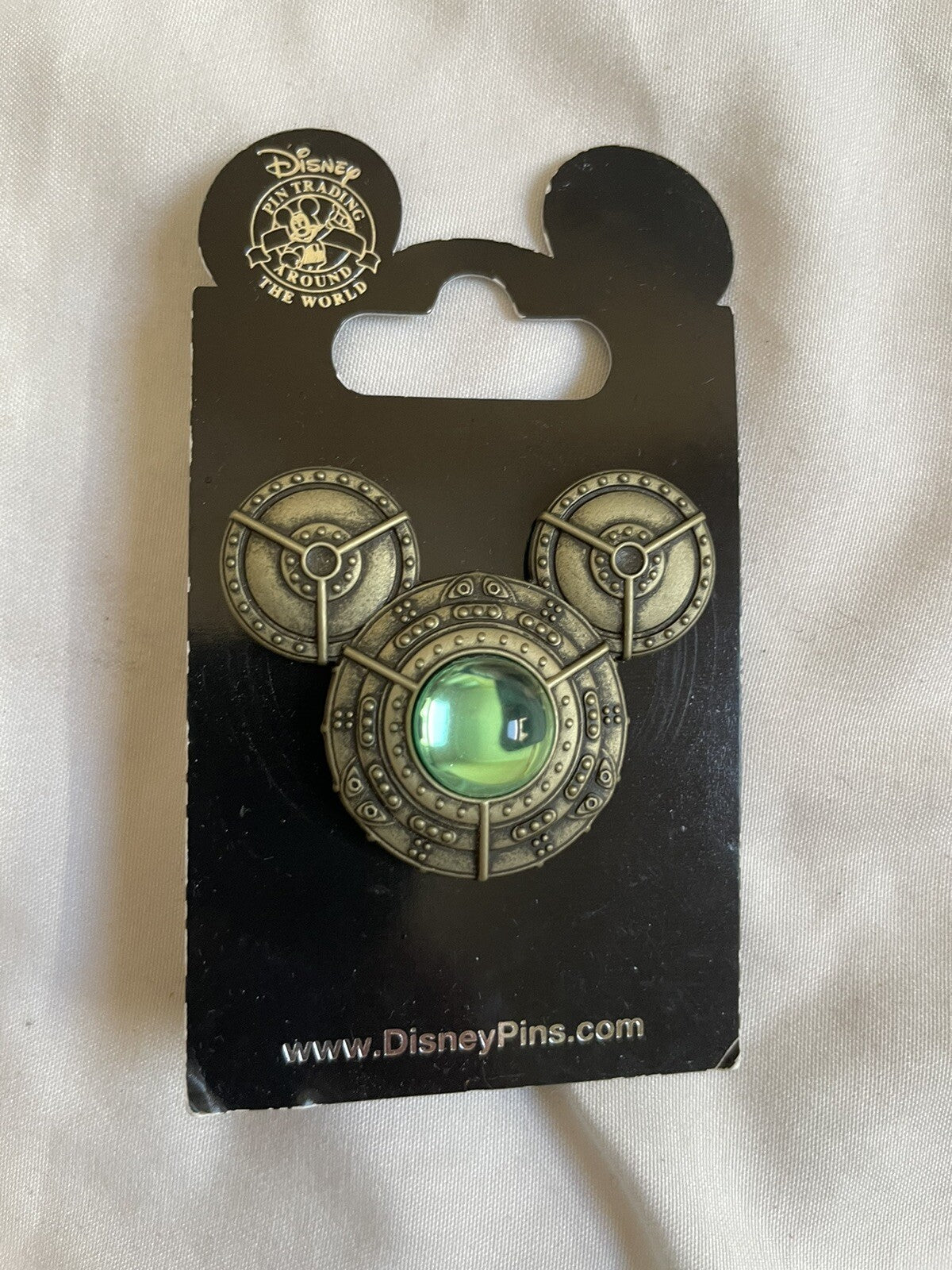 Disney Pin Mickey Mouse Icon Steampunk Green Jeweled Bronze Sculpted Ears - New