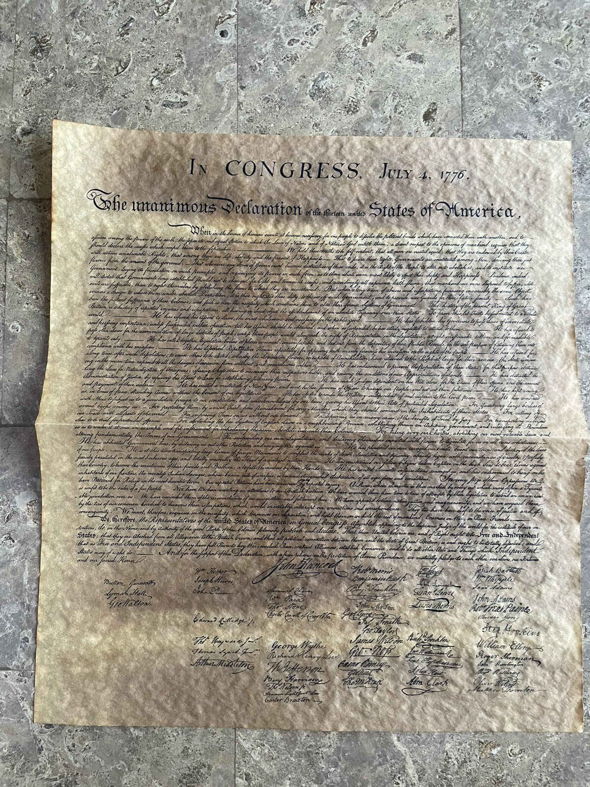 The United States of America's Declaration of Independence 15.5” x 14”
