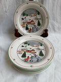 Sango Silent Night 3900 Christmas Winter Scene 6.5” Saucers Set of 6 Korea