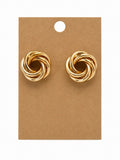 Vintage Gold Tone Knot Stud Earrings Classic Love Knot Swirl Button Earrings