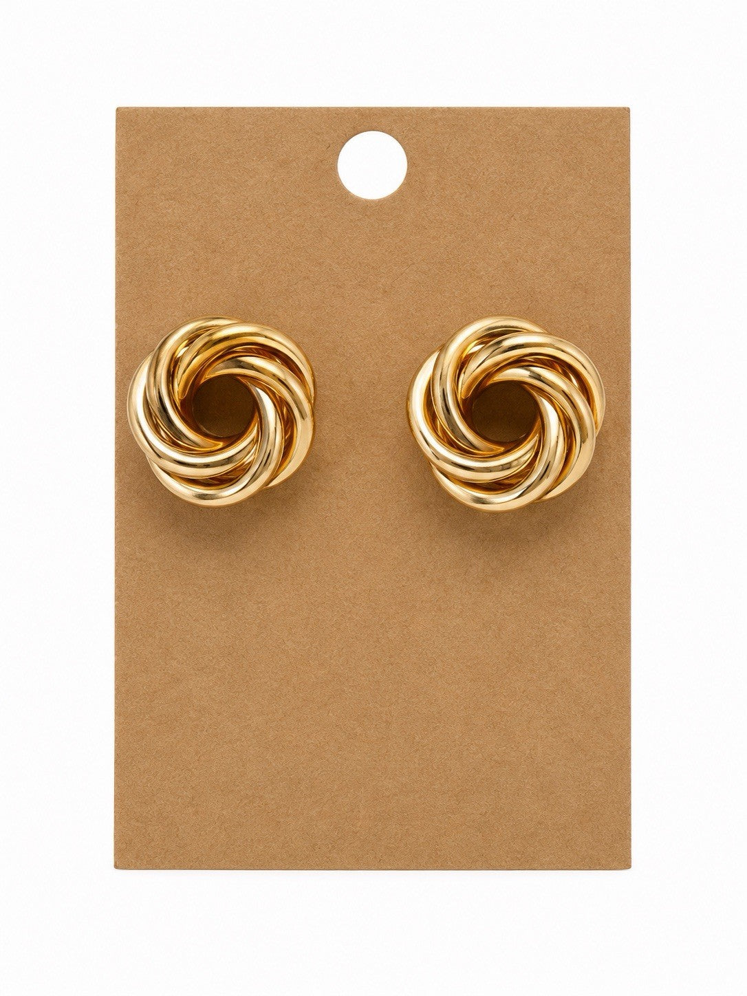 Vintage Gold Tone Knot Stud Earrings Classic Love Knot Swirl Button Earrings