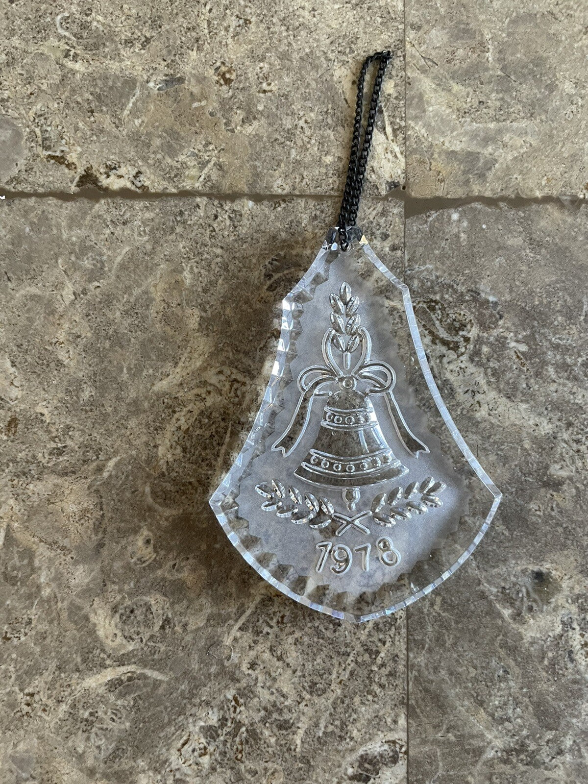 Waterford Crystal Christmas Ornament Flat Frosted Clear Glass 1978 Bell