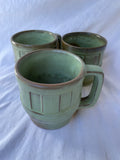 Set of 3 Frankoma Mugs Prairie Green Desert Gold 4” Vintage Pottery USA