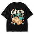 Black Cafecito Y Chisme Tee Coffee Concha Graphic Shirt Unisex S-3XL