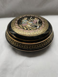 Handmade Greek Porcelain Trinket Box - 24K Gold Accents, Classical Scene