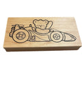 Vintage Rubber Stamp Darcie'S Country FOLK R1801 Teddy Bear Driving Race Car