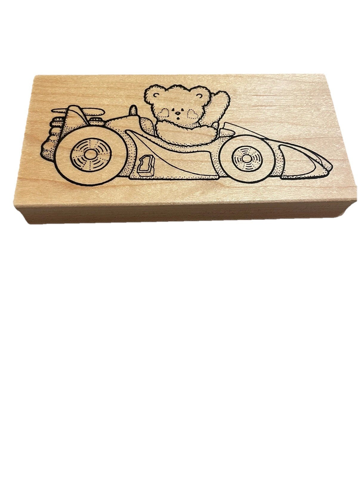 Vintage Rubber Stamp Darcie'S Country FOLK R1801 Teddy Bear Driving Race Car