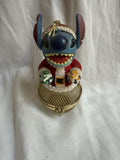 Disney Stitch Christmas Ornament Santa Outfit Gold Mesh Gift Box 6”