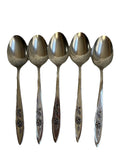 Oneida Community Stainless Soup Spoons Set of 5 Rose Floral Handle Handle 6.5”