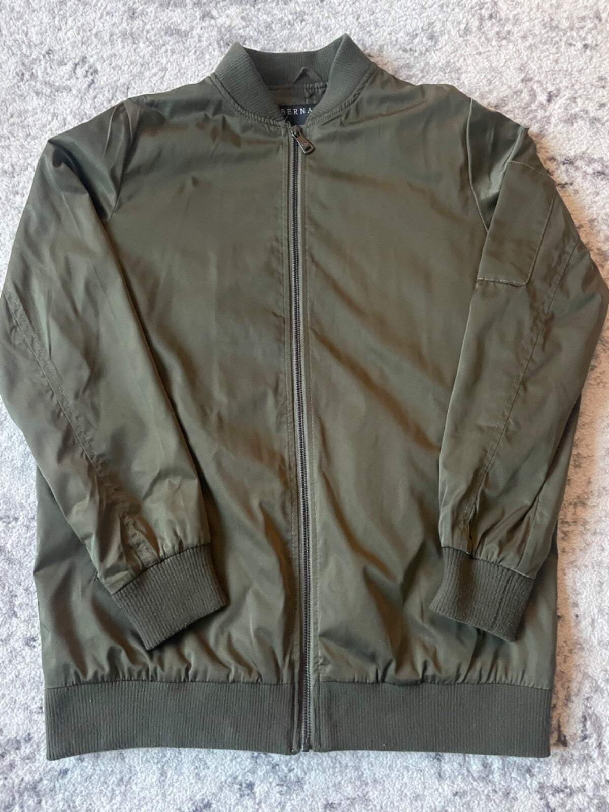 Bernardo Men’s Bomber Jacket Olive Green Size S Full Zip Nylon Lightweight
