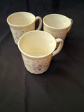 Vtg Arcopal France Coffee Mugs 8oz Milk Glass Blue Floral Retro 3.5" Tea Cups 3