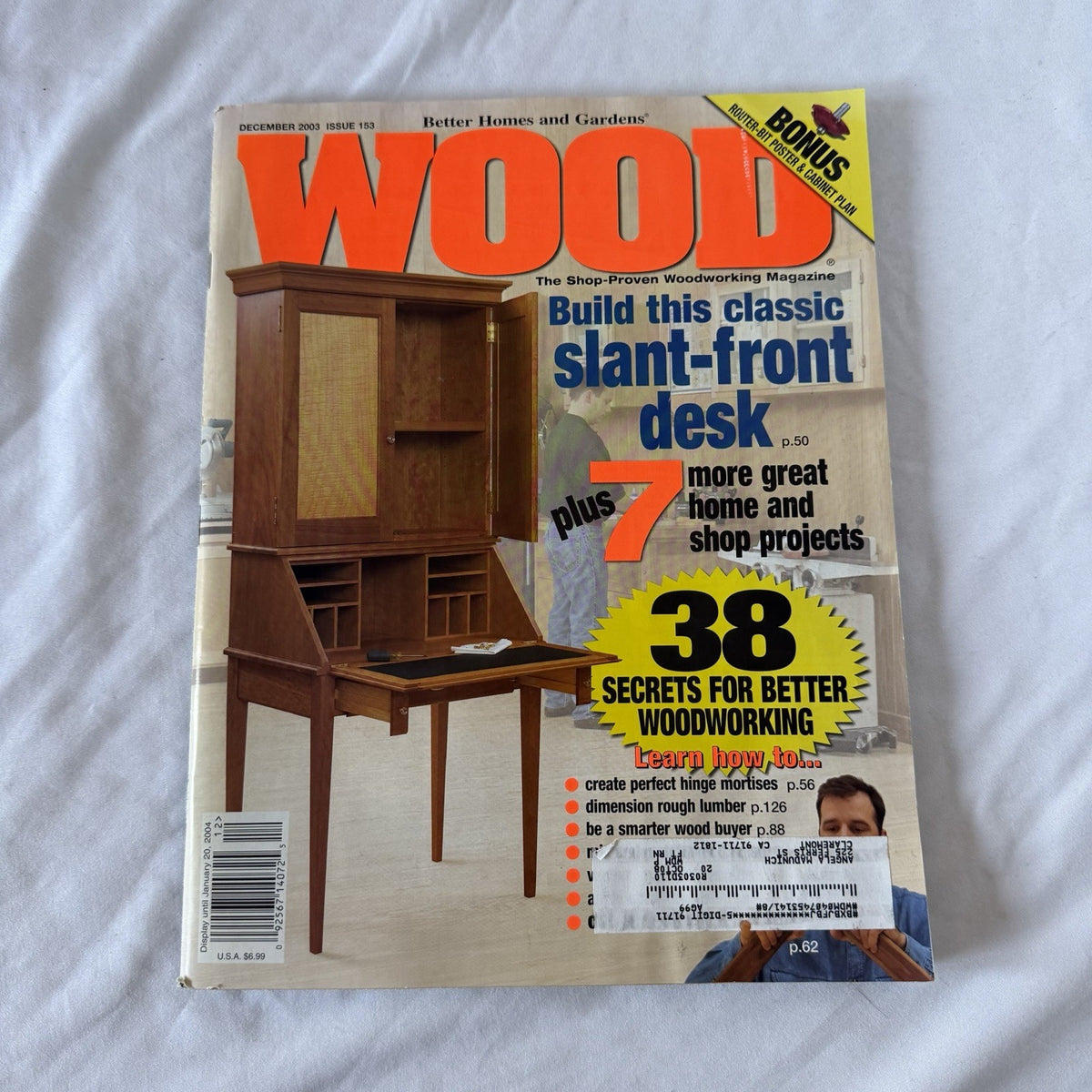 Vintage WOOD Magazine Dec 2003 #153 - Slant-Front Desk Plans + Router Poster