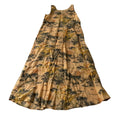 Citron Santa Monica Asian Print Sleeveless Midi Dress Beige Birds Linen Blend