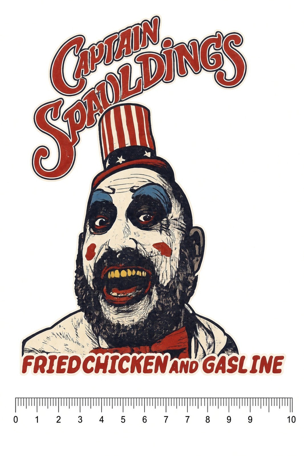 4pcs 10" Captain Spaulding Fried Chicken Gasoline DTF Transfer PNG Horror Shirt