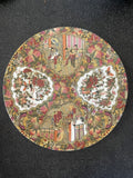 Vintage Chinese Porcelain Plate - Hand-Painted Floral & Figural Design Red Mark