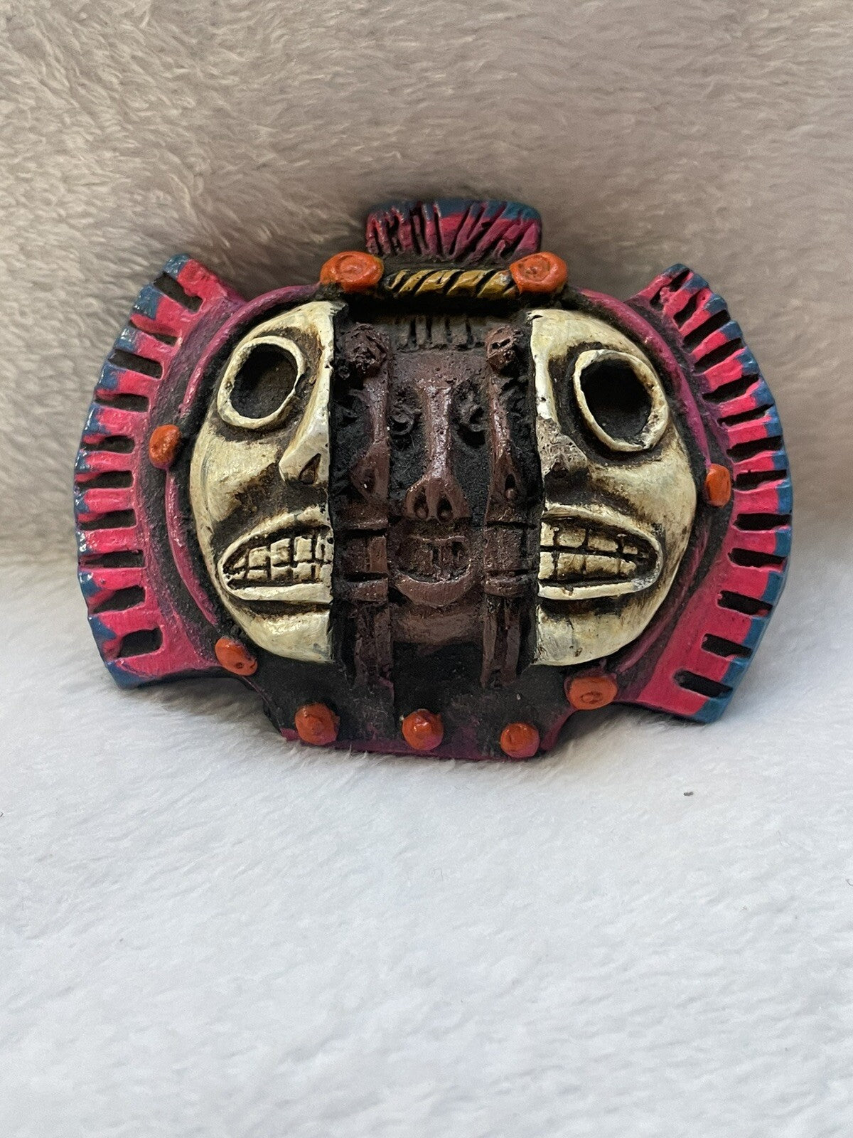 Mexico 3D Terracotta Art Mask: Aztec Mayan Three Ages of Man
