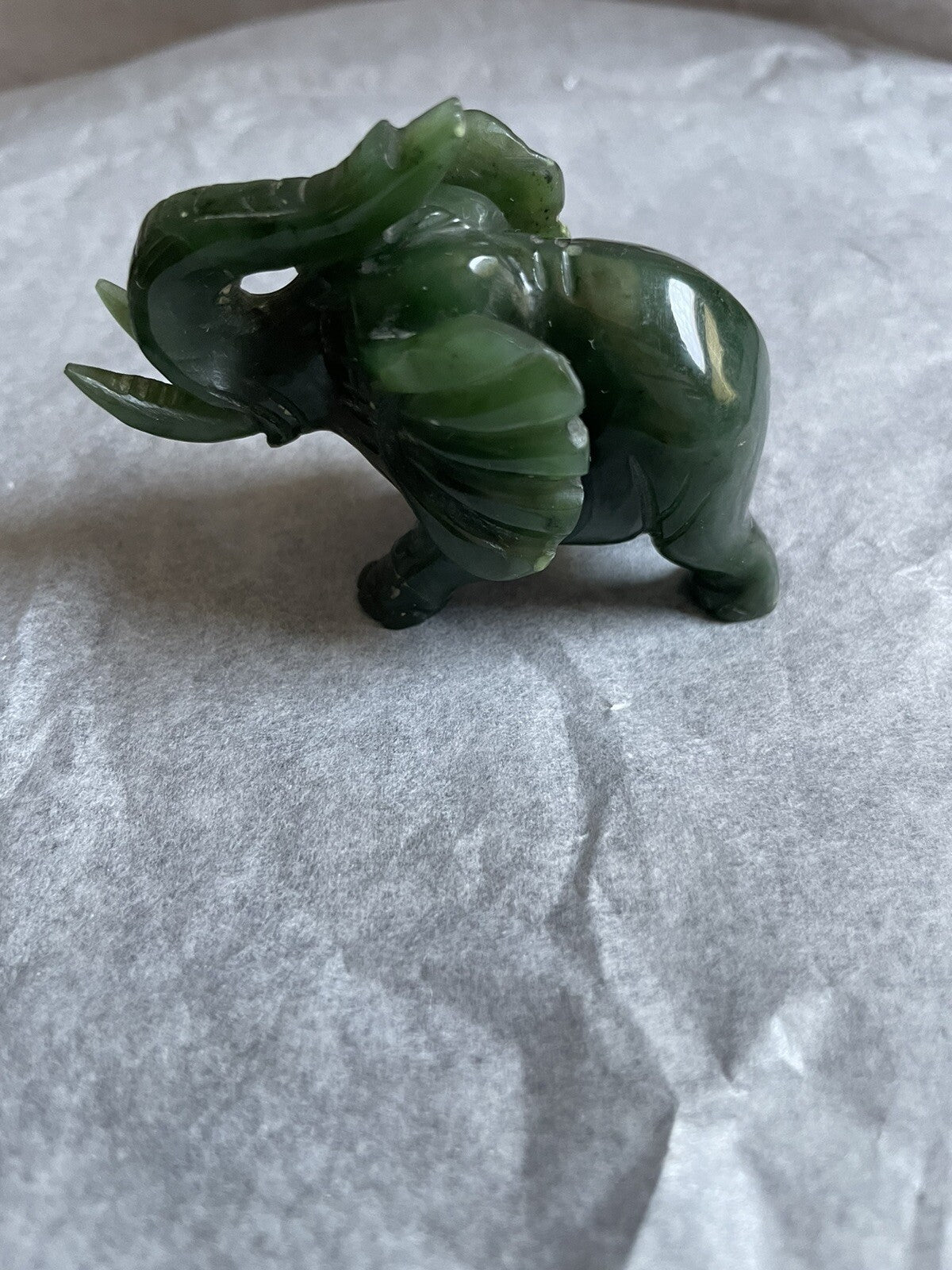 Hand-Carved Green Jade Elephant Figurine - 2.5 Inches - Unique Collectible Decor