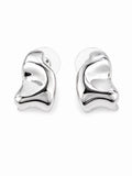 Vintage Silver Tone Abstract Wave Stud Earrings Modern Minimalist Post Earrings