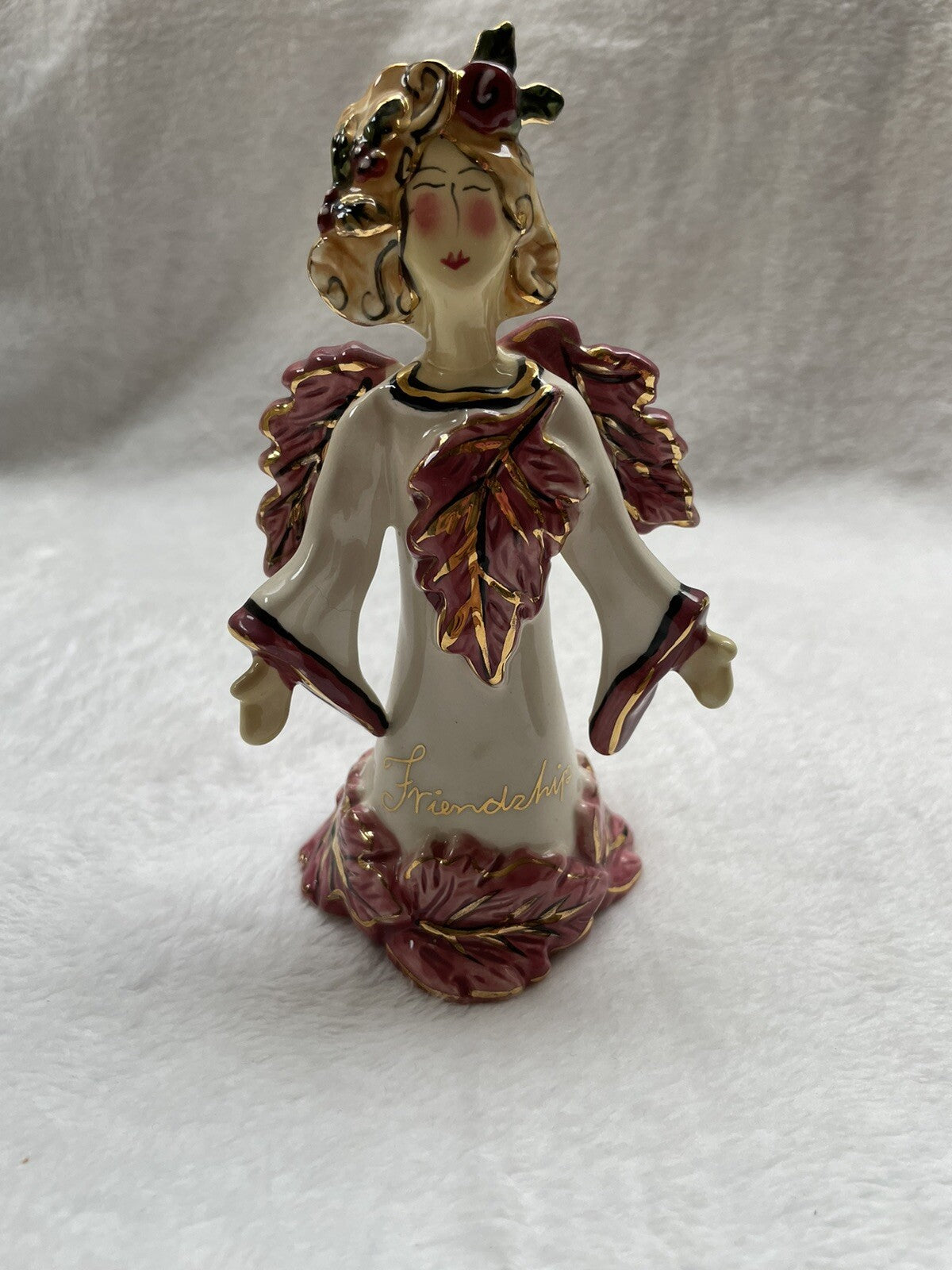 Vintage Blue Sky Clayworks Handmade Rejoice Angel Bell / Ornament Unique 2003
