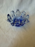 Vintage Blue Art Glass Basket Bowl Ruffled Edge Handled Candy Dish
