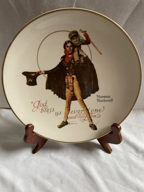 1974 Norman Rockwell ‘God Bless Us Everyone’ Tiny Tim Collector Plate - Gorham