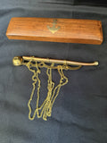 Vintage Brass Smoking Pipe w/ Chain & Wooden Case Nautical Anchor Made in India