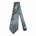Burma Bibas 100% Silk Neck Tie Blue Gray Geometric Square Pattern Men’s Tie