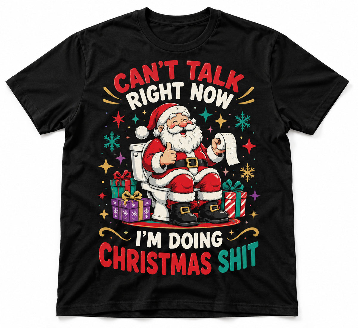 Funny Santa Bathroom Shirt Can't Talk Christmas Humor Tee