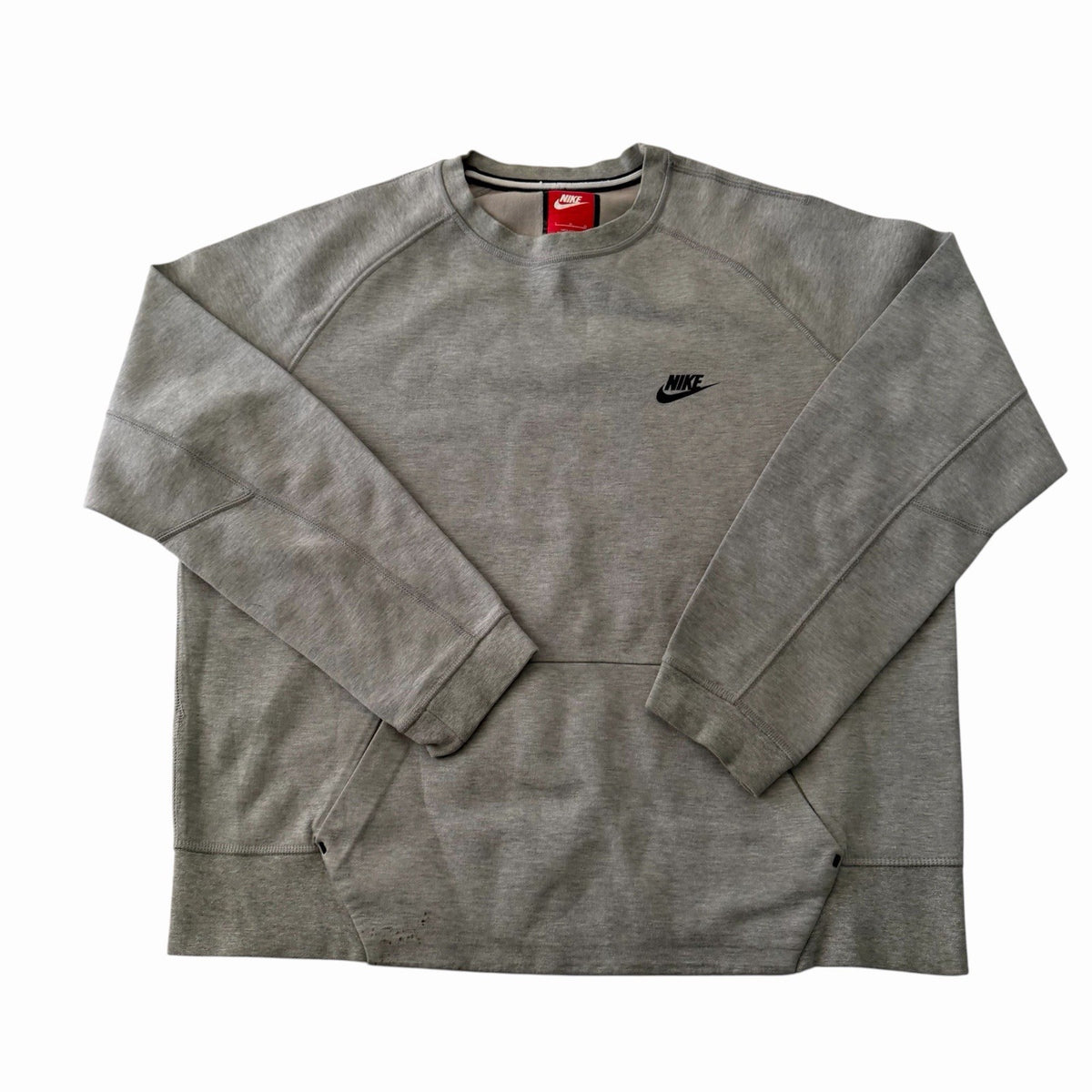 Nike Grey Crewneck Sweatshirt - Size L | Kangaroo Pocket Fleece Pullover