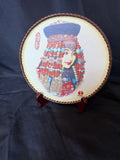 Shihui Decorative Plate Ethnic Woman Art 8” Faux Leather w/ Stand