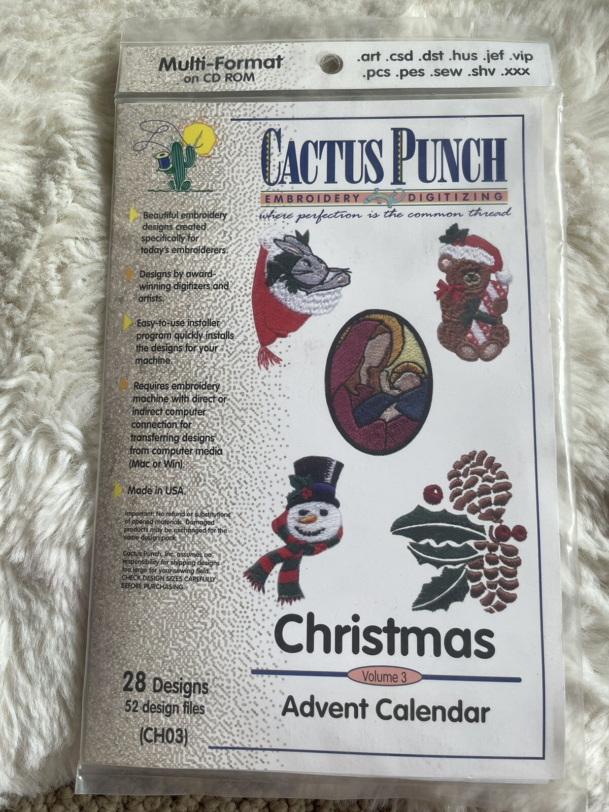 Cactus Punch Embroidery CD, CH03, Christmas Vol 3-Advent Calendar