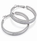Silver Tone Glitter Hoop Earrings Textured Large Round Statement Fashion
