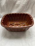 Crate & Barrel,Stoneware Brown Loaf Mold, Pumpkin /Apple,Fall/Harvest. No Chips.