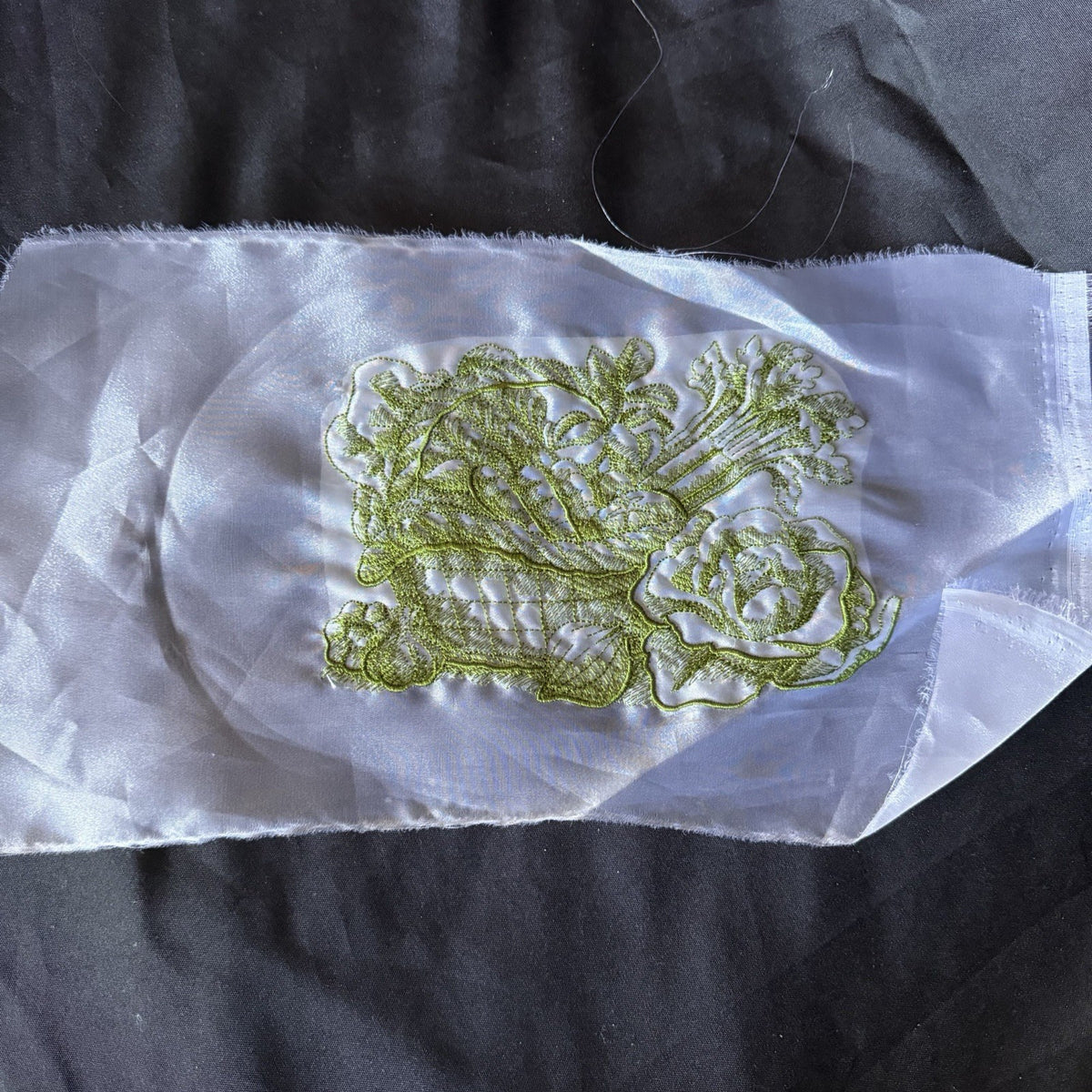 Floral Basket Embroidered Lace Applique Organza Sewing Patch 7” x 5” New