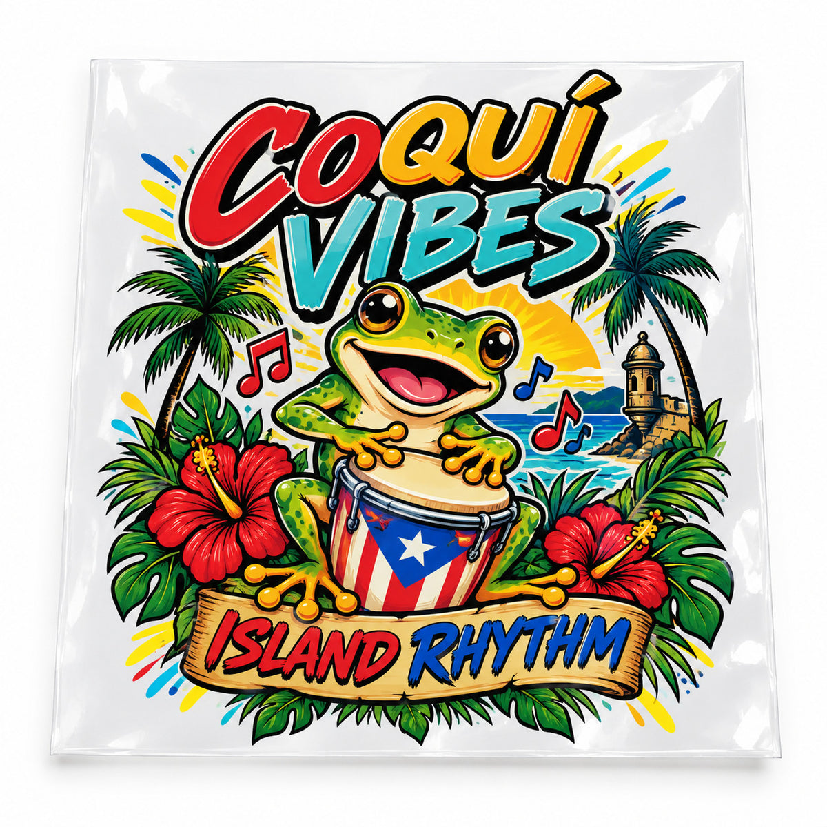 4pcs Coqui Vibes Island Rhythm Puerto Rico Frog DTF 8.66" Ready to Press