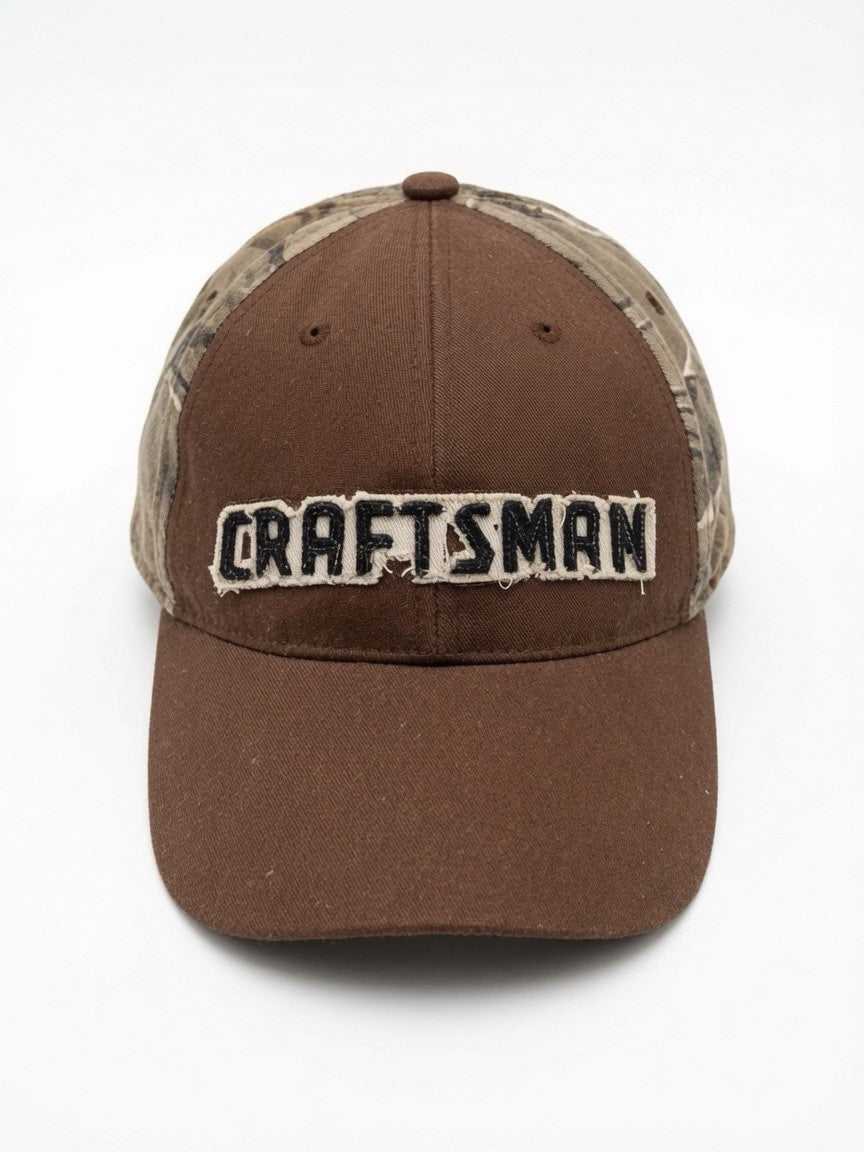 Vintage Craftsman LED Lighted Camo Trucker Hat Brown Cap Battery Operated