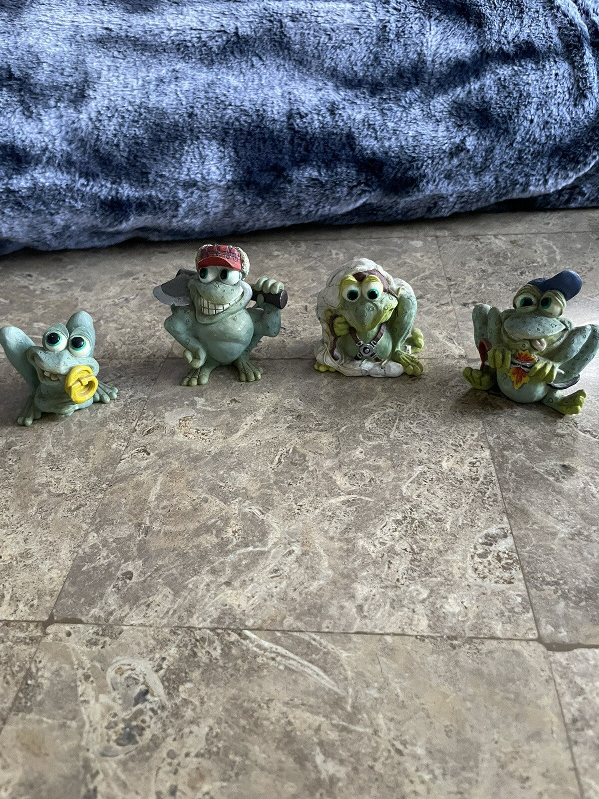 Set of 4 Vintage Holland Sprogz Frog Figurines 2.5” H