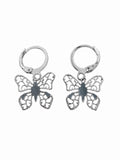 Butterfly Hoop Earrings Dainty Filigree Huggie Dangle Small Butterfly