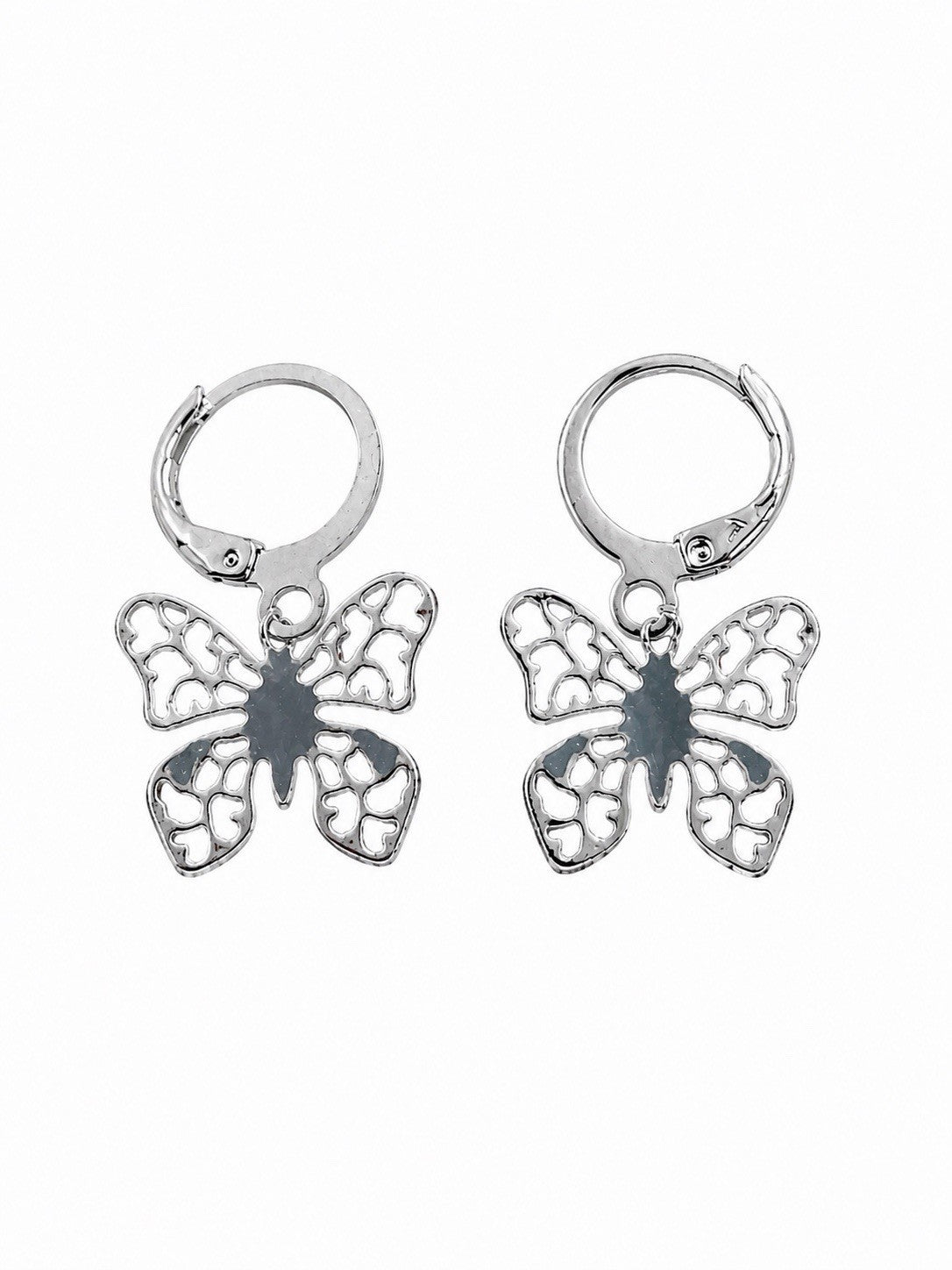 Butterfly Hoop Earrings Dainty Filigree Huggie Dangle Small Butterfly