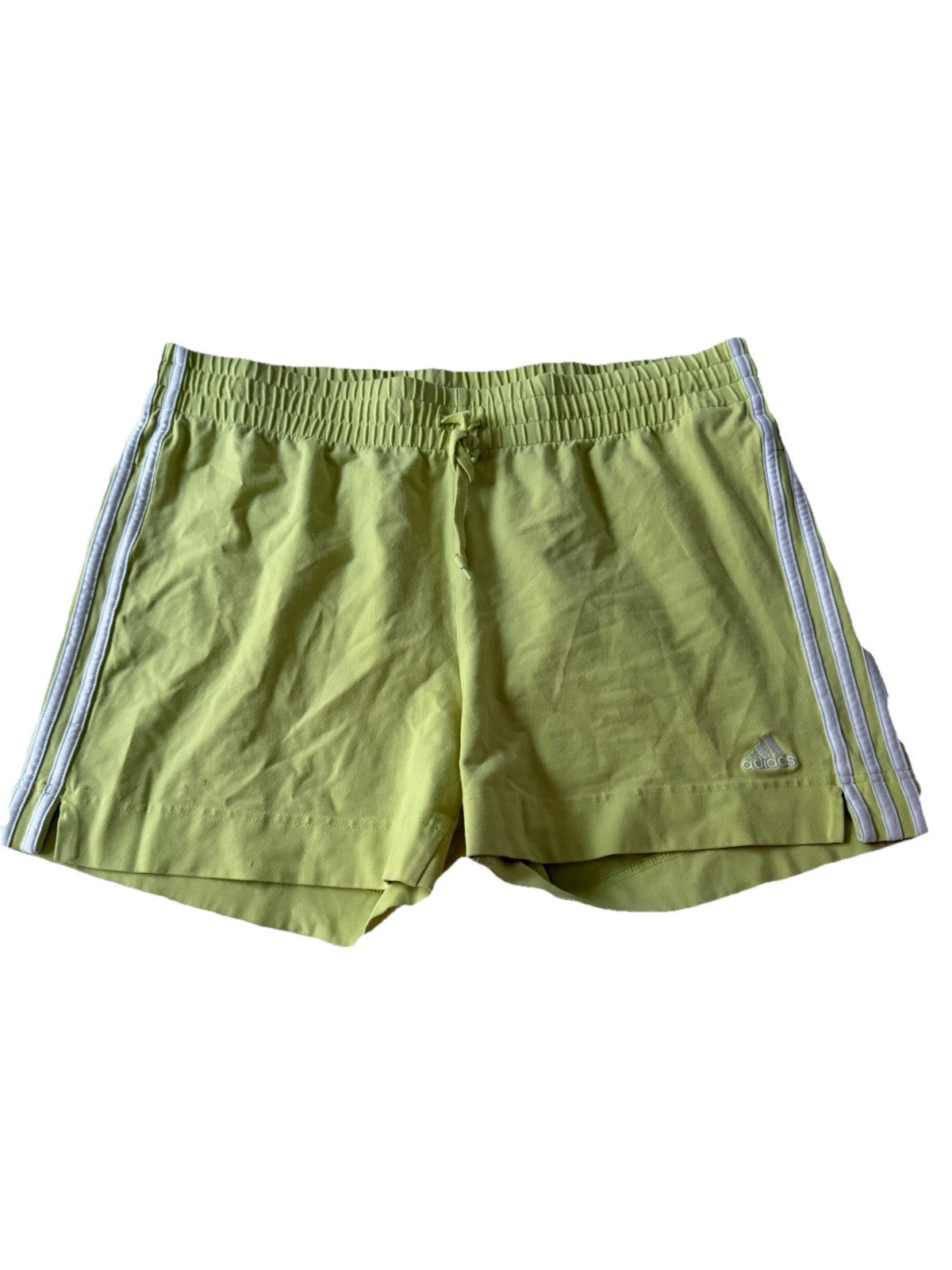 Adidas Lime Green 3-Stripes Athletic Shorts Size XL - Elastic Waist Drawstring