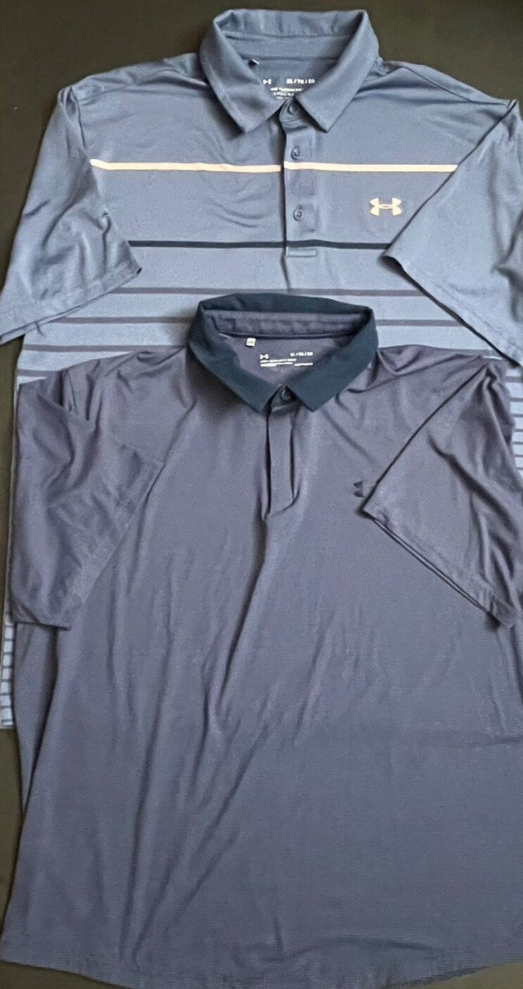 Lot of 2 Under Armour HeatGear Golf Polos Men’s XL Loose Fit