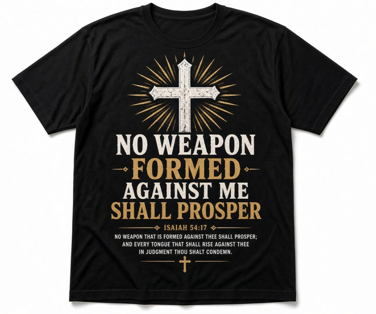 No Weapon Formed Against Me Shall Prosper Isaiah 54:17 Faith Tee