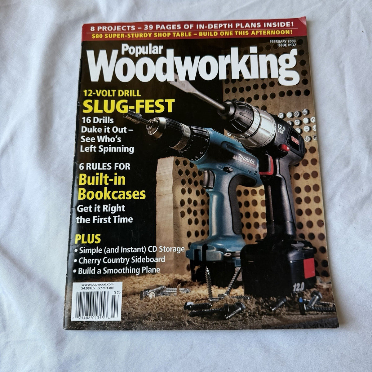 Popular Woodworking Feb 2003 #132 12-Volt Drill Test Built-in Bookcases Plans