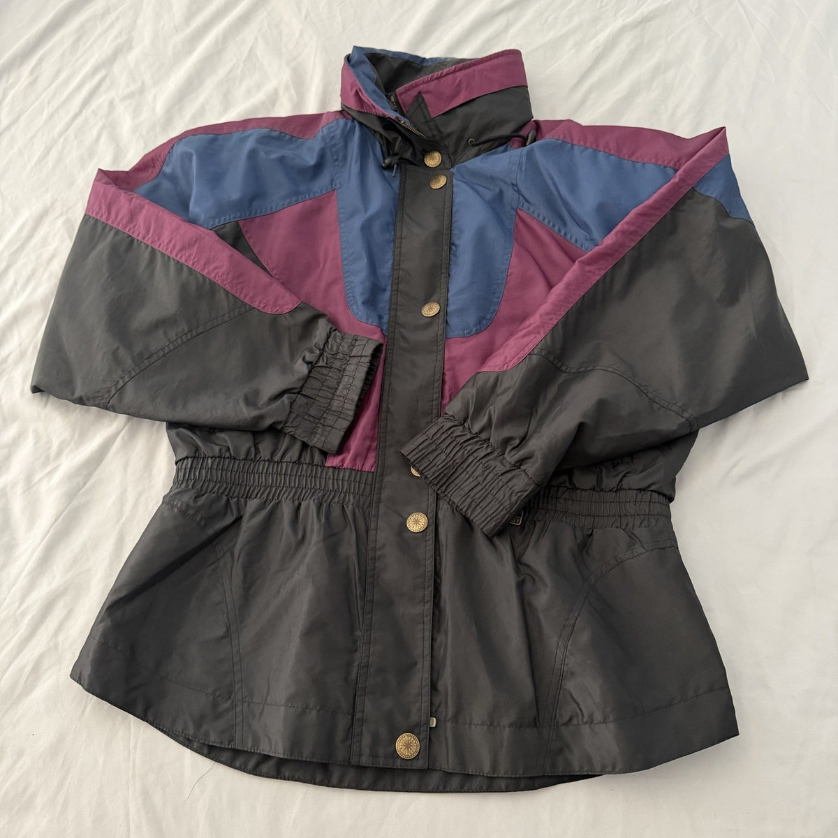 OSSI Skiwear 90s Color Block Jacket Purple Blue Black Ladies Size L