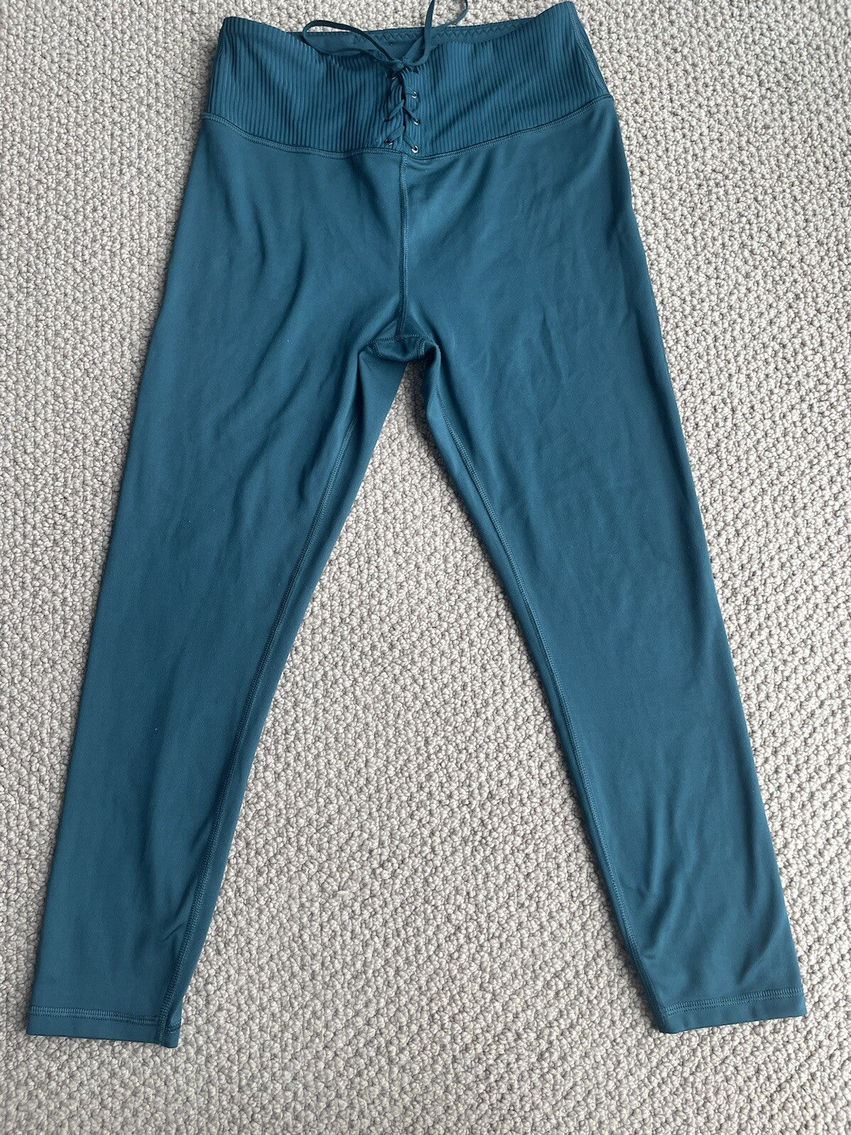 Victoria’s Secret Dark Green Lace-Up Waist Ribbed Knit Leggings - On Point Flow