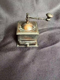 Vintage Die Cast Metal Miniature Coffee Grinder Pencil Sharpener - Antiqued Bron