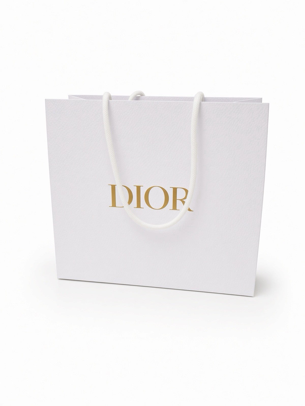 Dior White Gold Logo Luxury Shopping Gift Bag 11” x 9” Rope Handles Designer