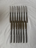 Set of 15 Vintage Stainless Steel Dinner Knives Floral Handle 9” Japan