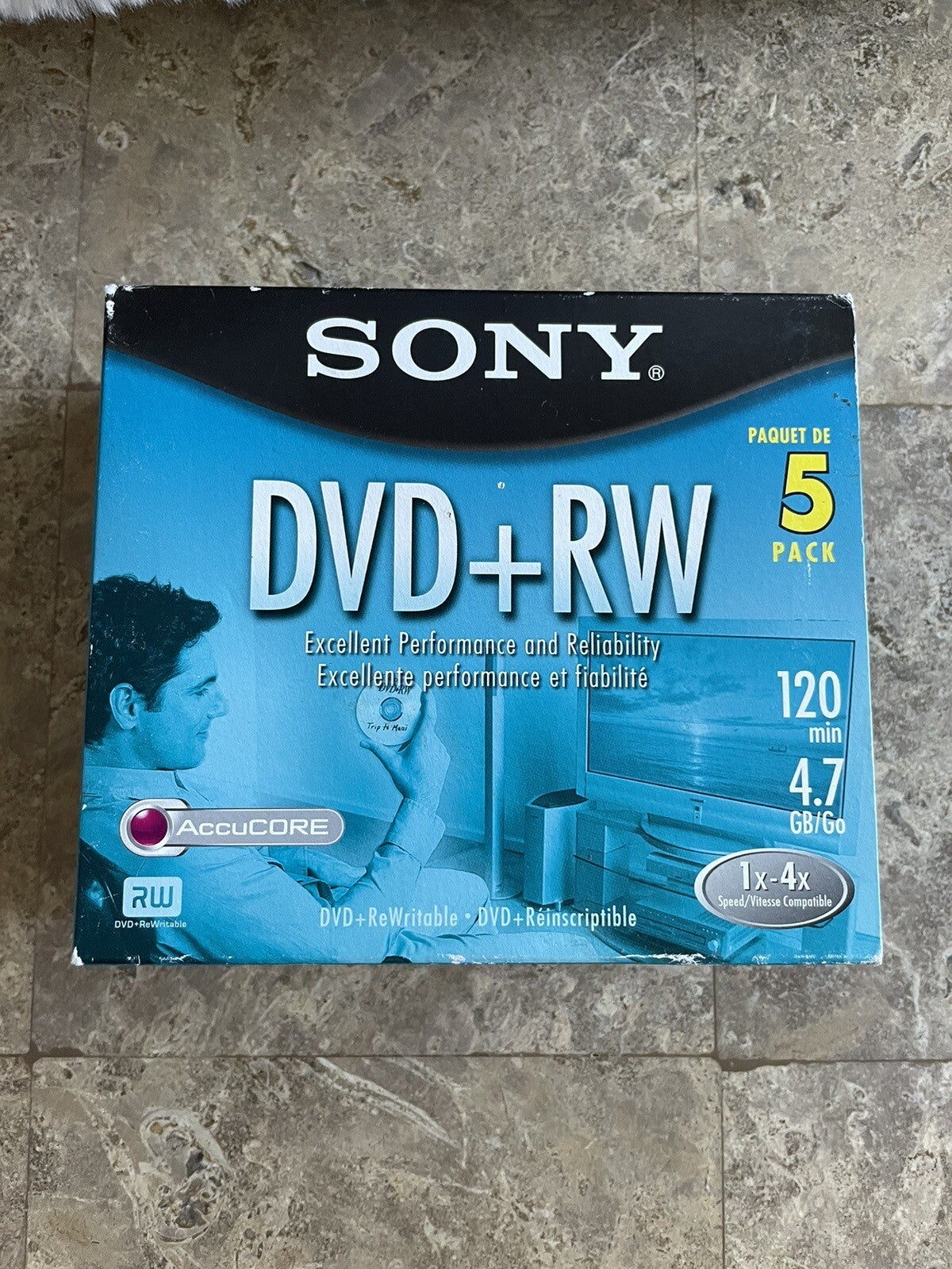 SONY DVD RW DVD 120 min 4.7 GB 1x 4x Speed 5 Pack